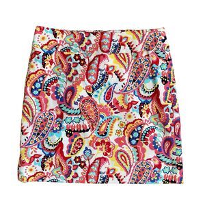 Talbots Summer Paisley Mini Skirt 6P Multicolor Floral Lined Zip Coastal Boho